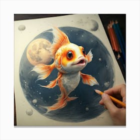 Goldfish In Space Canvas Print