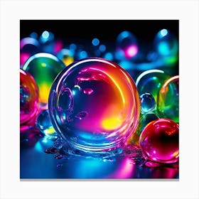 Glow Shapes Neon Bright Color 3d Fluid Bubbles Luminous Vibrant Vivid Radiant Flowing G (9) Canvas Print