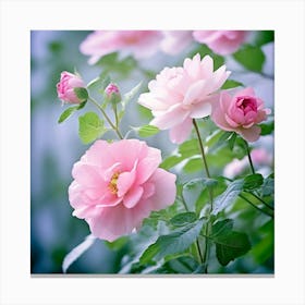 Flowers Leaves Nature Soft Freshness Pastel Botanical Plants Blooms Foliage Serene Delic Canvas Print