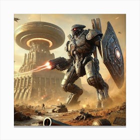 A Towering Metal Plated Kaiju Named Gargantor Stan Converted Canvas Print