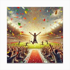 Soccer Fans Celebrating At The Stadium Canvas Print