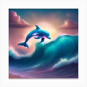 Dolphin In The Ocean Canvas Print