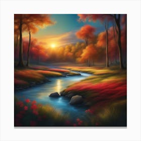 Sunset In The Forest Canvas Print