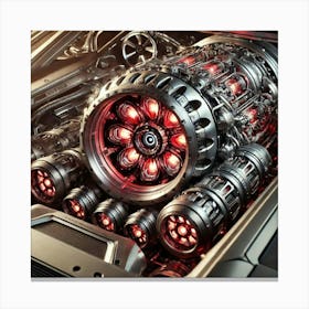 A Detailed View Of The Quantum Core Fusion Engine Canvas Print