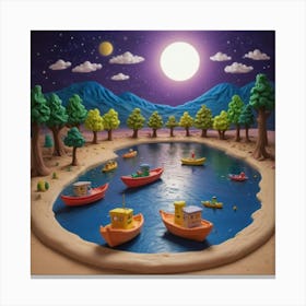 Night At The Lake 1 Canvas Print