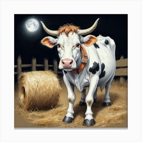 Cow At Night 1 Canvas Print