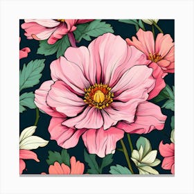 Pink Petals in the Night  pen spark Canvas Print