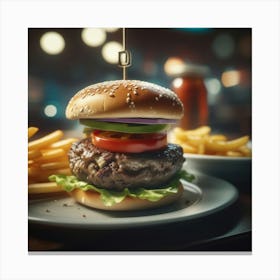 Burger With Fries Canvas Print