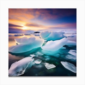 Icebergs At Sunset 23 Canvas Print