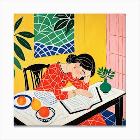 Woman Reading A Book 3 Canvas Print