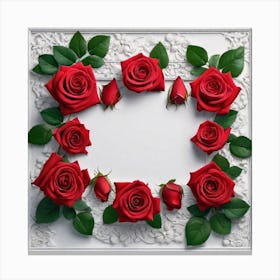 Frame With Red Roses 3 Canvas Print