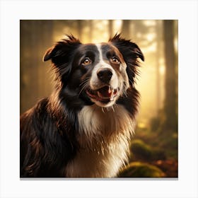 Border Collie Dog In The Forest Canvas Print