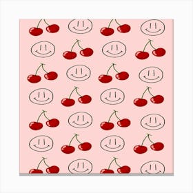 Cherry Smiley Faces Canvas Print