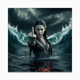 Woman In The Ocean 1 Canvas Print