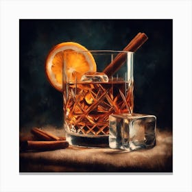 Cocktail With Cinnamon Sticks Canvas Print