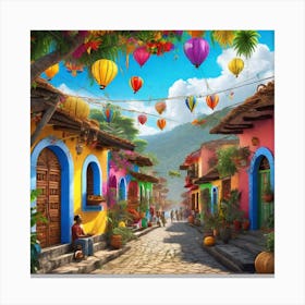 Colorful Mexican Village Canvas Print