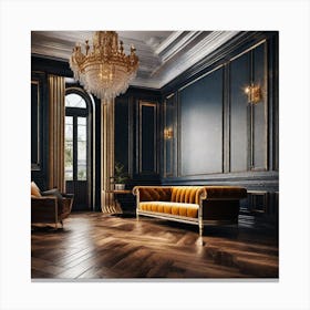 Black And Gold Living Room 8 Canvas Print