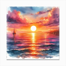 Sunset Watercolor Painting 1 Canvas Print