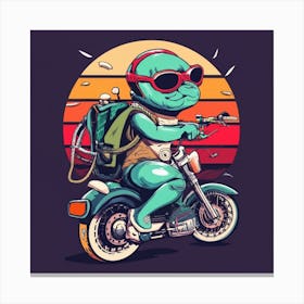 Turtle On A Motorcycle Canvas Print