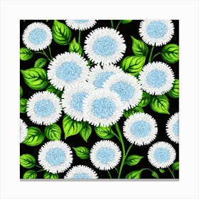 White And Blue Chrysanthemums Canvas Print