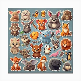 Cartoon Animals Set Canvas Print