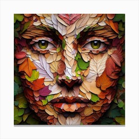 Autumn Leaves Face Canvas Print