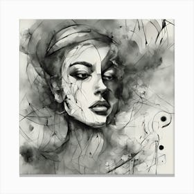 Abstract Woman In Black And White Canvas Print