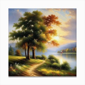 Path By The Lake Canvas Print