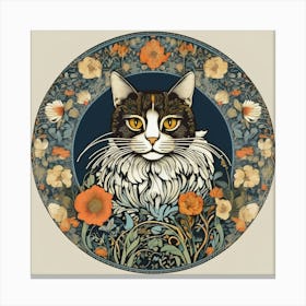 Cat With Flowers 5 Canvas Print