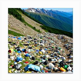 Trash On A Mountain Canvas Print