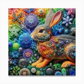 Rabbit In A Rainbow Canvas Print