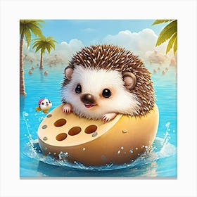Hedgehog In The Water 1 Canvas Print