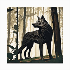 Wolf In The Woods 33 Canvas Print