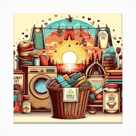 Laundry day and laundry basket 5 Canvas Print