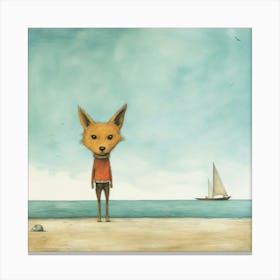 Fox On The Beach Canvas Print