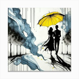 Silhouette of a woman and a man 6 Canvas Print