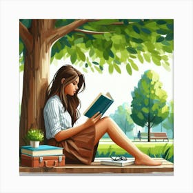 Girl Reading A Book 1 Canvas Print