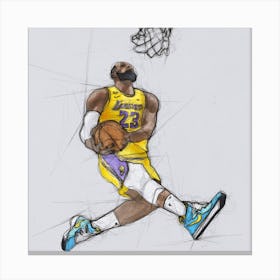 Basketball   Lebron James Dunk Square Canvas Print