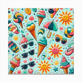 Ice Cream Pattern Canvas Print