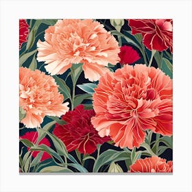 Carnations Seamless Pattern Canvas Print
