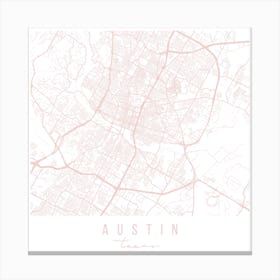 Austin Texas Light Pink Minimal Street Map Square Canvas Print