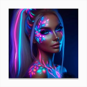 A woman and glowing neon 2 Canvas Print