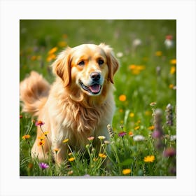 Golden Retriever In The Meadow 1 Canvas Print