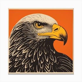 Retro Bird Lithograph Bald Eagle 2 Canvas Print