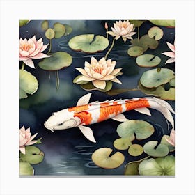 Serene koi fish pond 1 Canvas Print