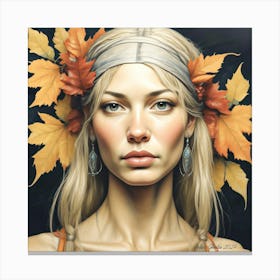 Lady with leaves, By Peter Ghetu 2024 Canvas Print