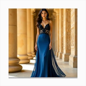 Blue Evening Dress 1 Canvas Print