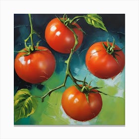 Vibrant Vine Ripened Tomatoes Realistic Still Life Oil Painting Canvas Print