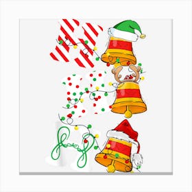 Ho Ho Ho Bell Lights Santa Hat Reindeer Elf Christmas Funny Canvas Print