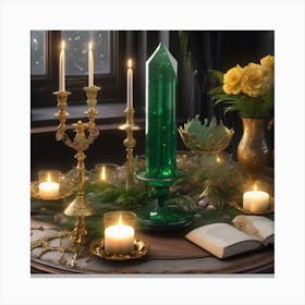 Emerald Green Candle Canvas Print